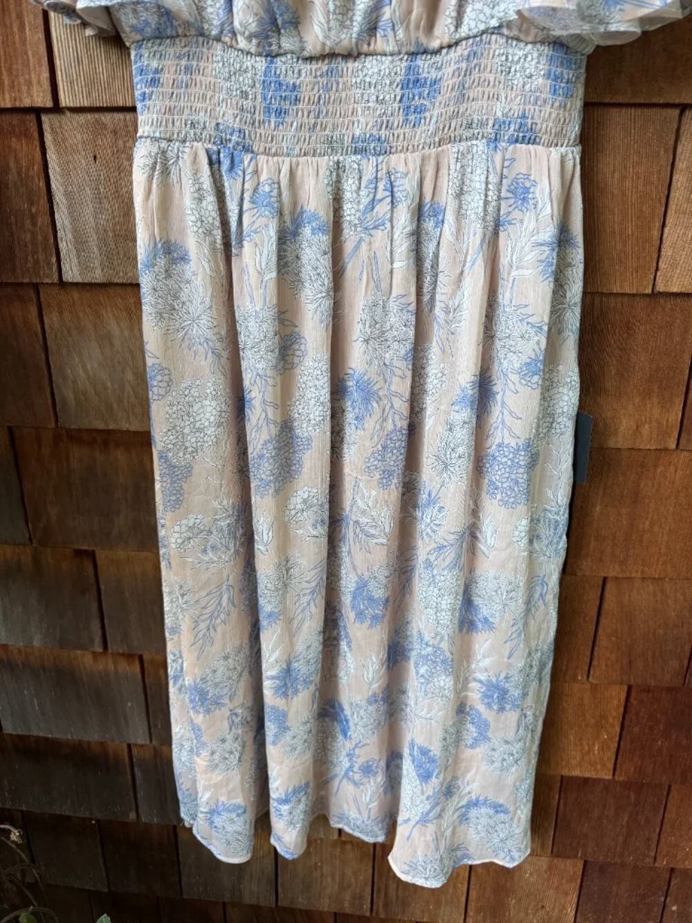 NWT Lulus Subtle Romance Beige Floral Print Ruffled Midi Dress - Women's X-Large